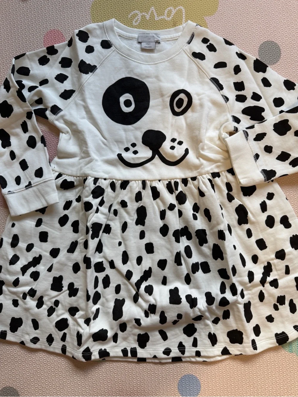 Girls Black & White Dalmatian Print Dress